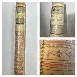 Vintage Wallpaper Roll Floral Stripe Pattern Pre-Pasted Scrubbable 72 Sq Ft 90’s